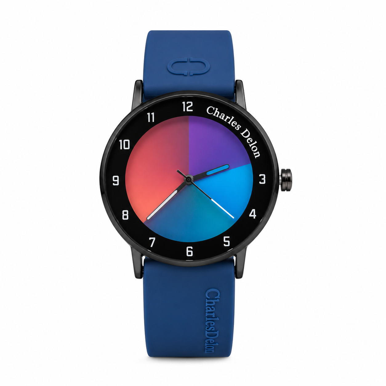 Charles Delon Waterproof Color-Changing Dial Watch, Unisex Ash Silicone Strap Gradient Dial Wristwatch