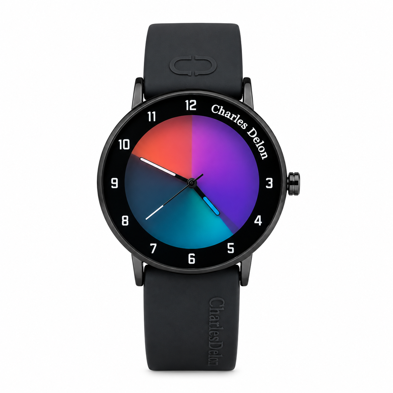 Charles Delon Waterproof Color-Changing Dial Watch, Unisex Ash Silicone Strap Gradient Dial Wristwatch