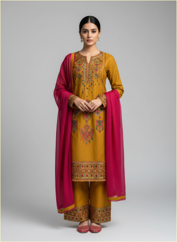 Sequence Embroidery Three Piece