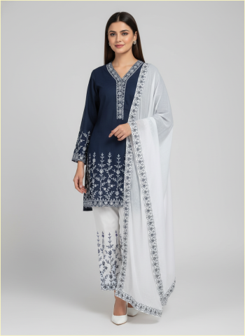 Soft Cotton Embroidery Three Piece